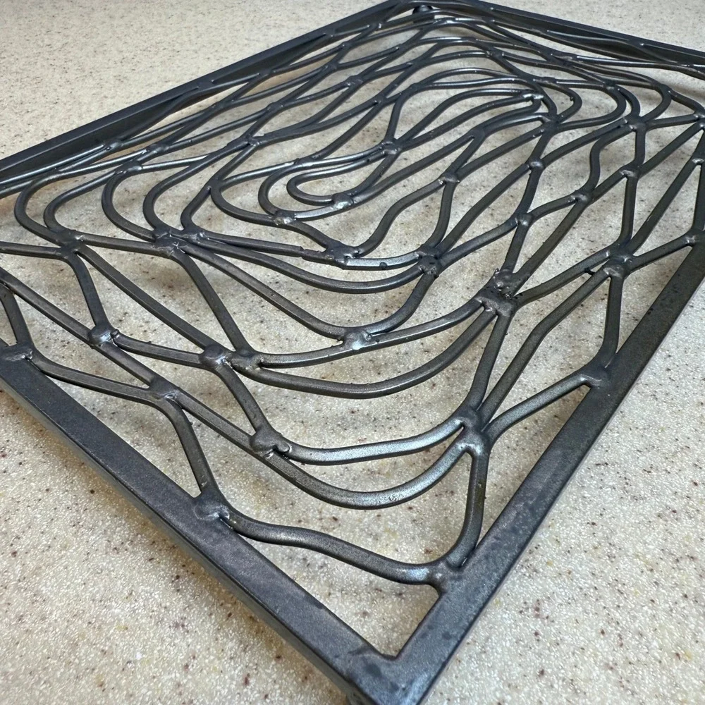 Industrial Welded Steel Swirl Metal‎ Trivet Rectangular Hot Pad Gunmetal Gray